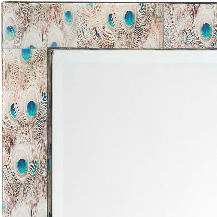 Jamie Young Plume Rectangle Mirror White Peacock Lacquer