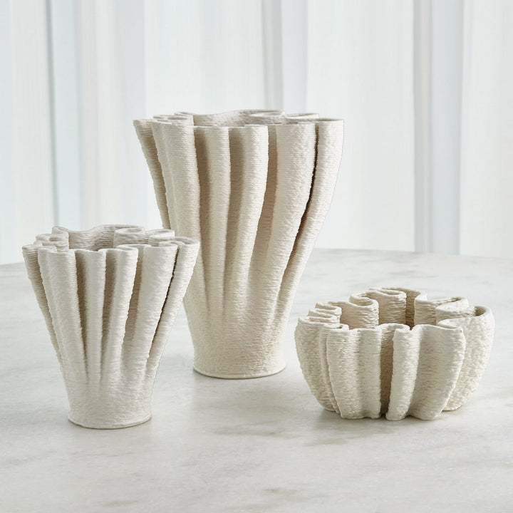 Global Views Ripple Printed Vase - Matte White - Available in 2 Sizes