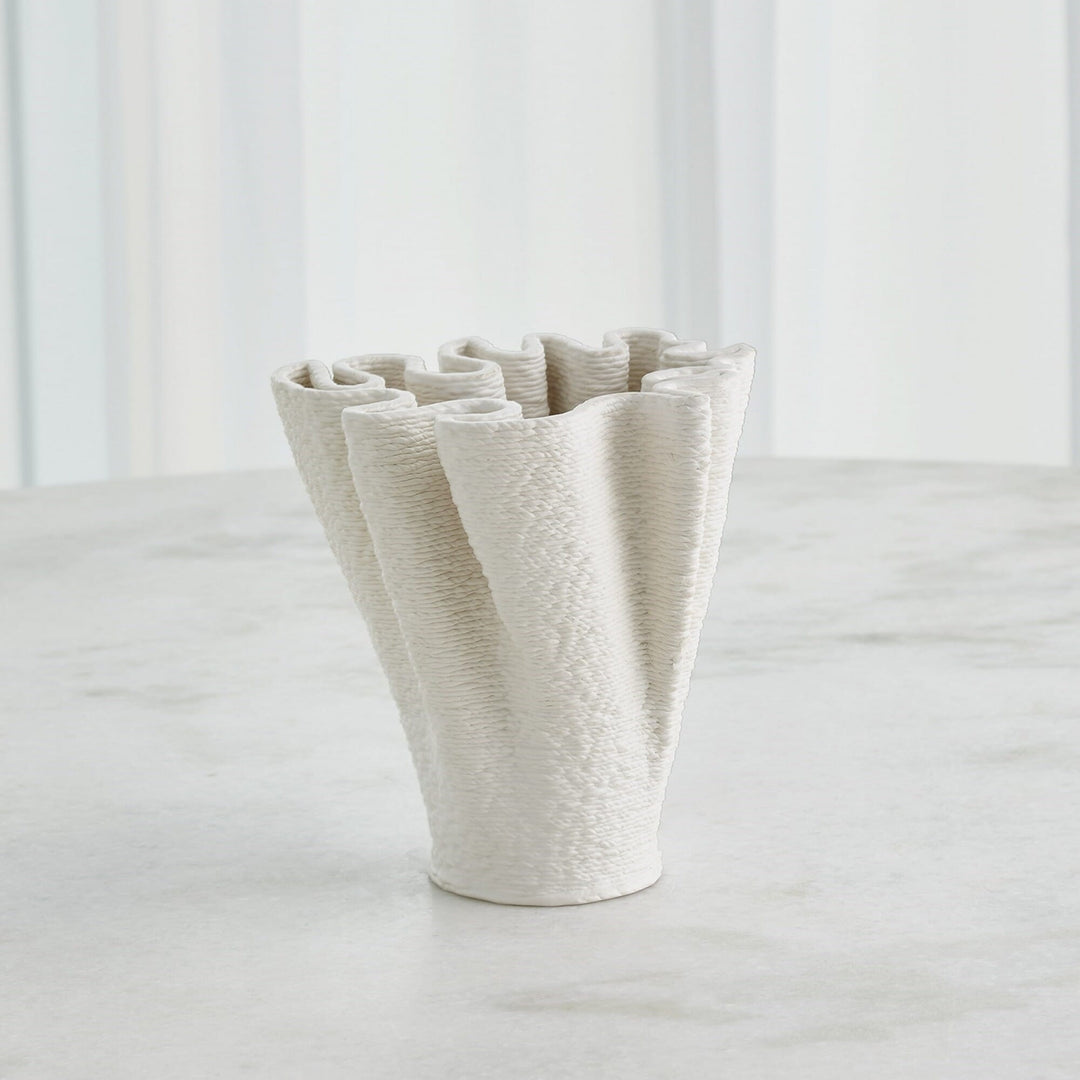 Global Views Ripple Printed Vase - Matte White - Available in 2 Sizes