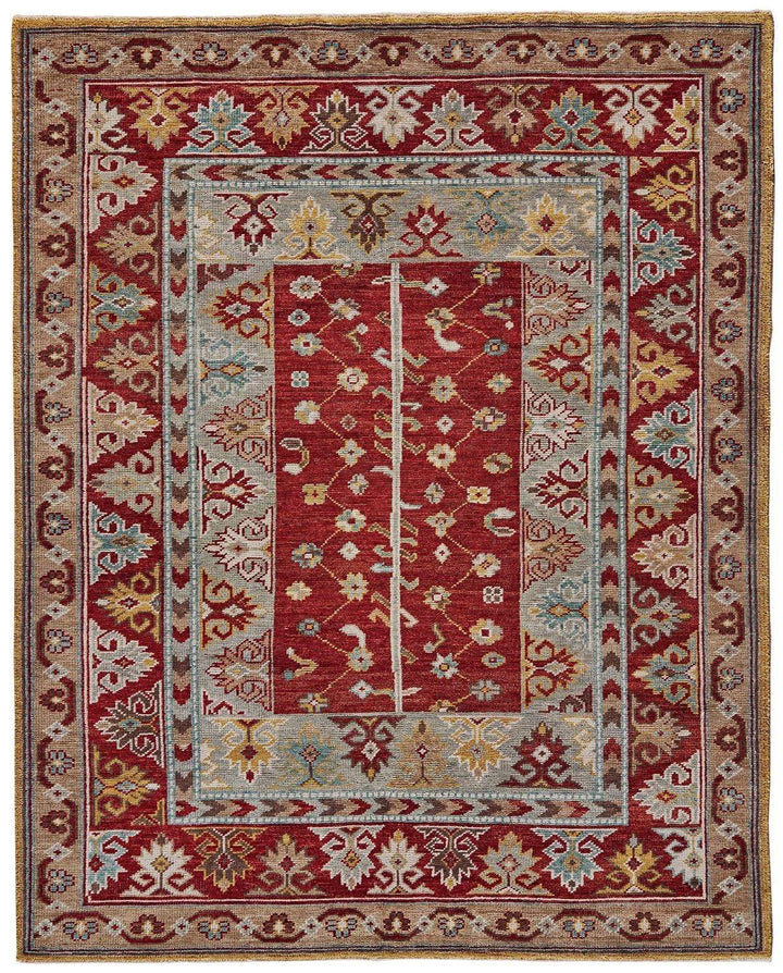 Feizy Feizy Piraj Nordic Hand Knot Wool Rug - Available in 7 Sizes - Red, Turquoise, & Yellow 5'-6" x 8'-6" 7216451FREDREDE50
