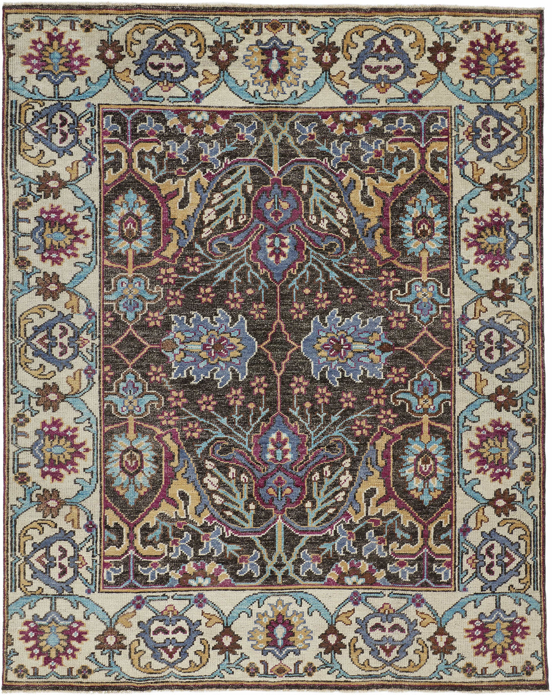 Feizy Feizy Piraj Nordic Hand Knot Wool Rug - Available in 7 Sizes - Turquoise & Gold & Gray 5'-6" x 8'-6" 7216461FMLT000E50