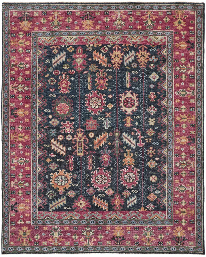 Feizy Feizy Piraj Nordic Hand Knot Wool Rug - Available in 7 Sizes - Carmine Pink & Indigo 4' x 6' 7216741FBLUREDC00