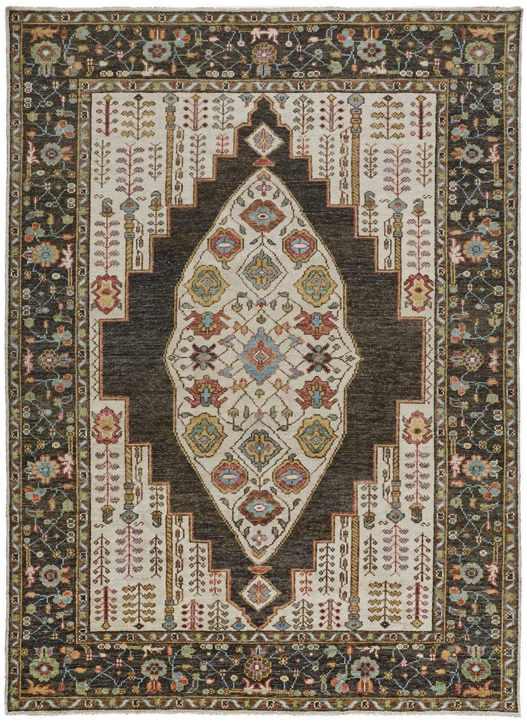 Feizy Feizy Piraj Nordic Hand Knot Wool Rug - Available in 7 Sizes - Chestnut Brown & Yellow 4' x 6' 7216755FBRNMLTC00