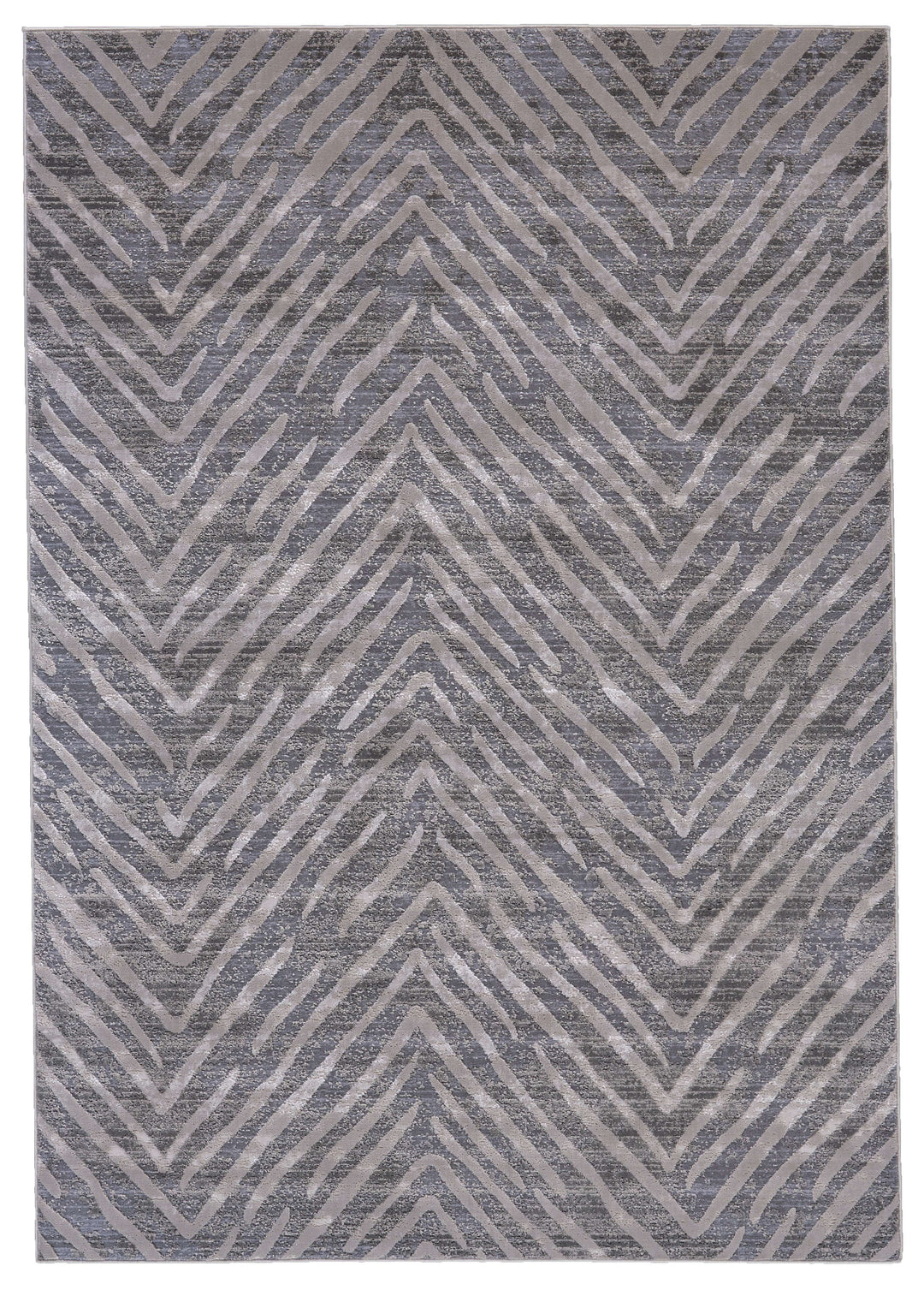 Feizy Feizy Waldor Distressed Metallic Chevron Rug - Available in 5 Sizes - Stormy & Opal Gray 5' x 8' 7353968FGRY000E10