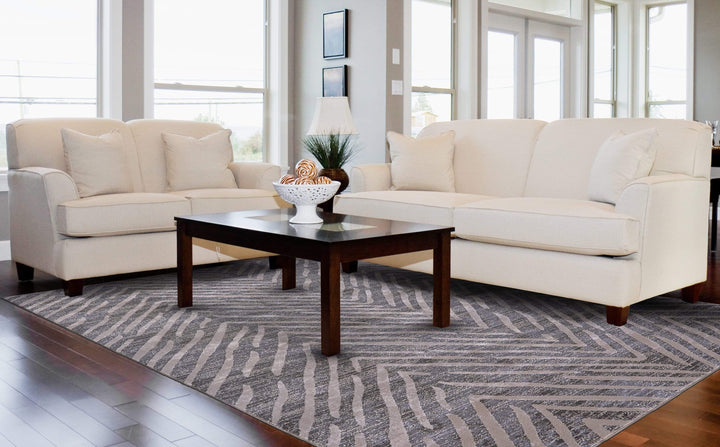 Feizy Feizy Waldor Distressed Metallic Chevron Rug - Available in 5 Sizes - Stormy & Opal Gray
