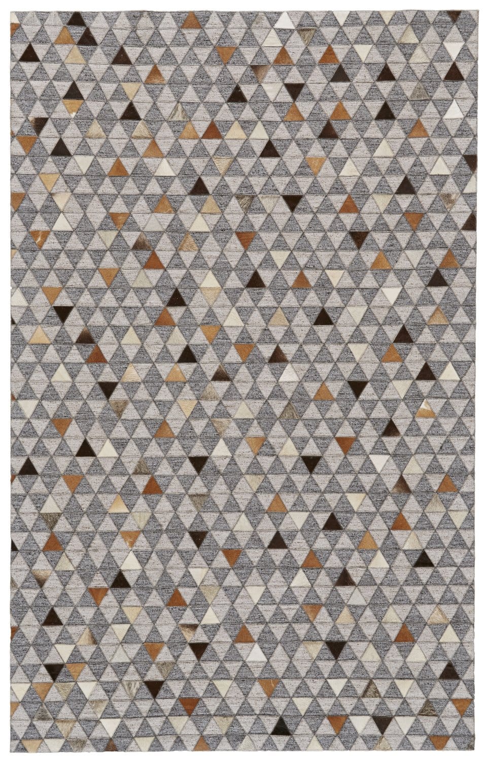Feizy Fannin Handmade Mosaic Leather Rug - Wolf Gray & Rust - Available in 4 Sizes