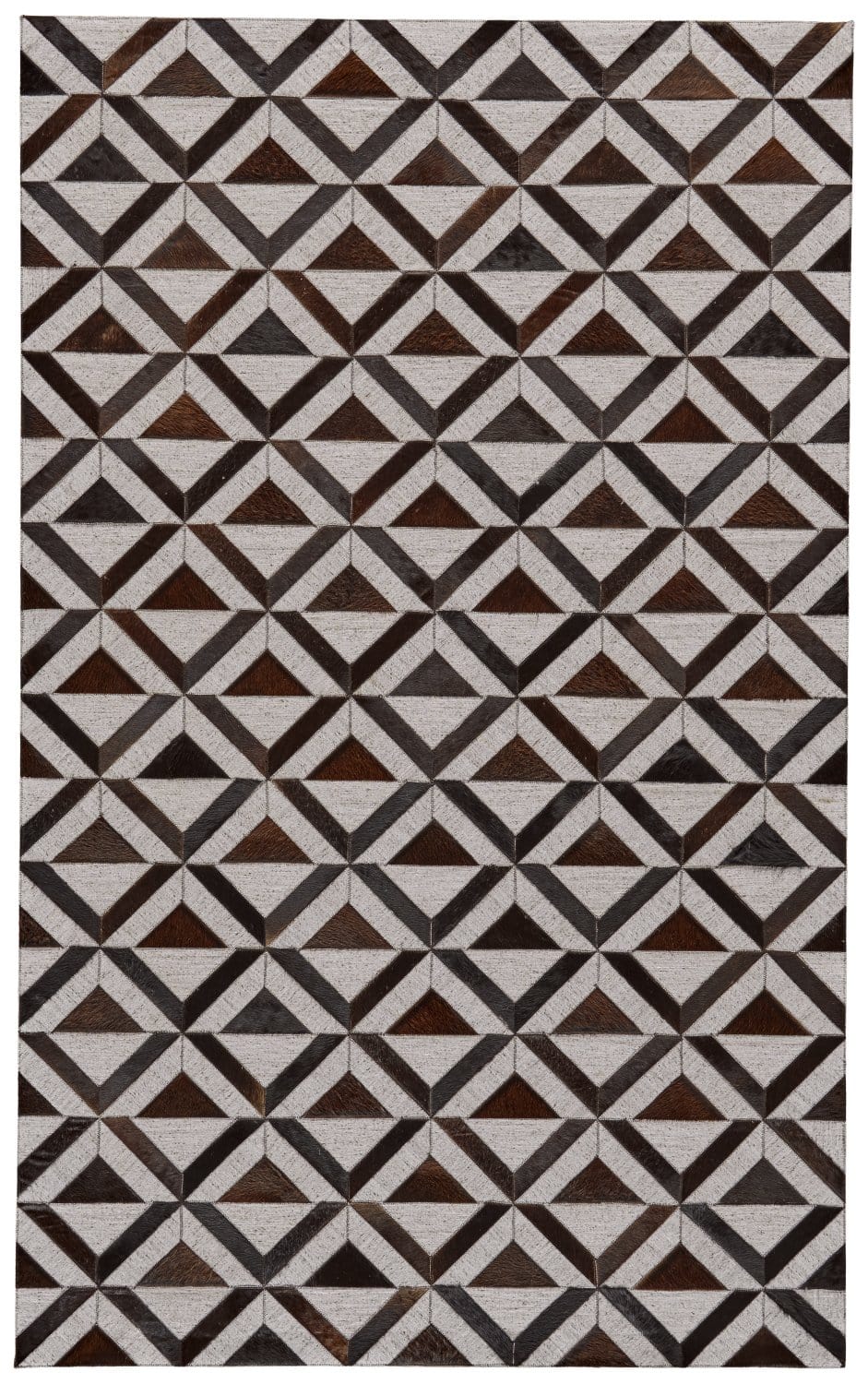 Feizy Fannin Handmade Diamond Leather Rug - Gray & Brown - Available in 4 Sizes