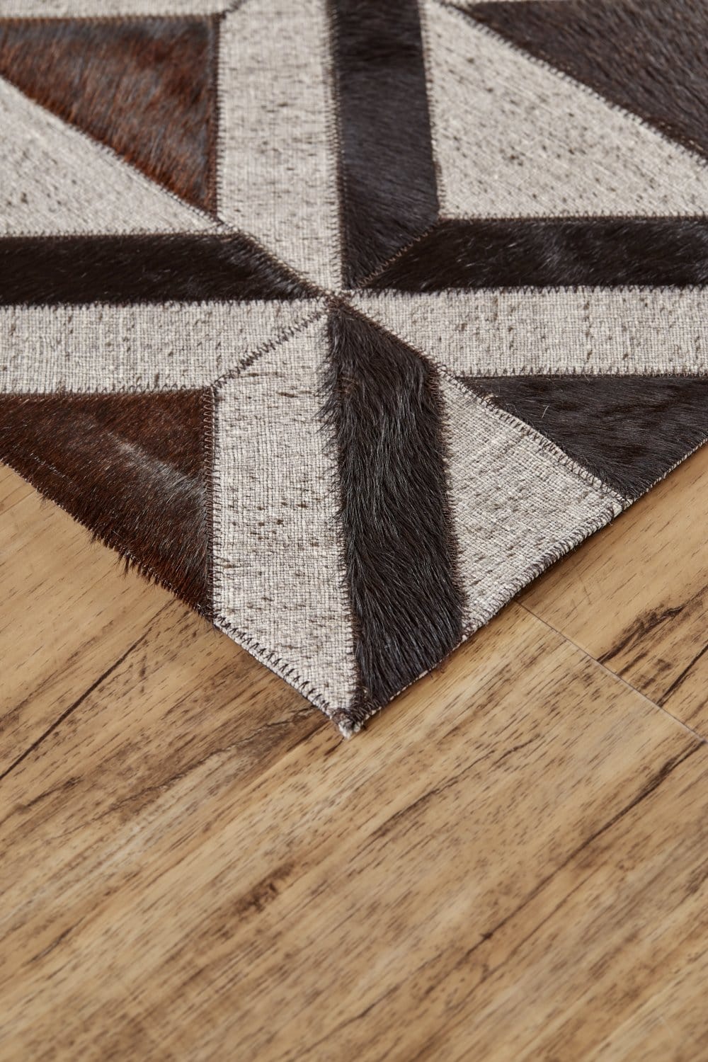 Feizy Fannin Handmade Diamond Leather Rug - Gray & Brown - Available in 4 Sizes