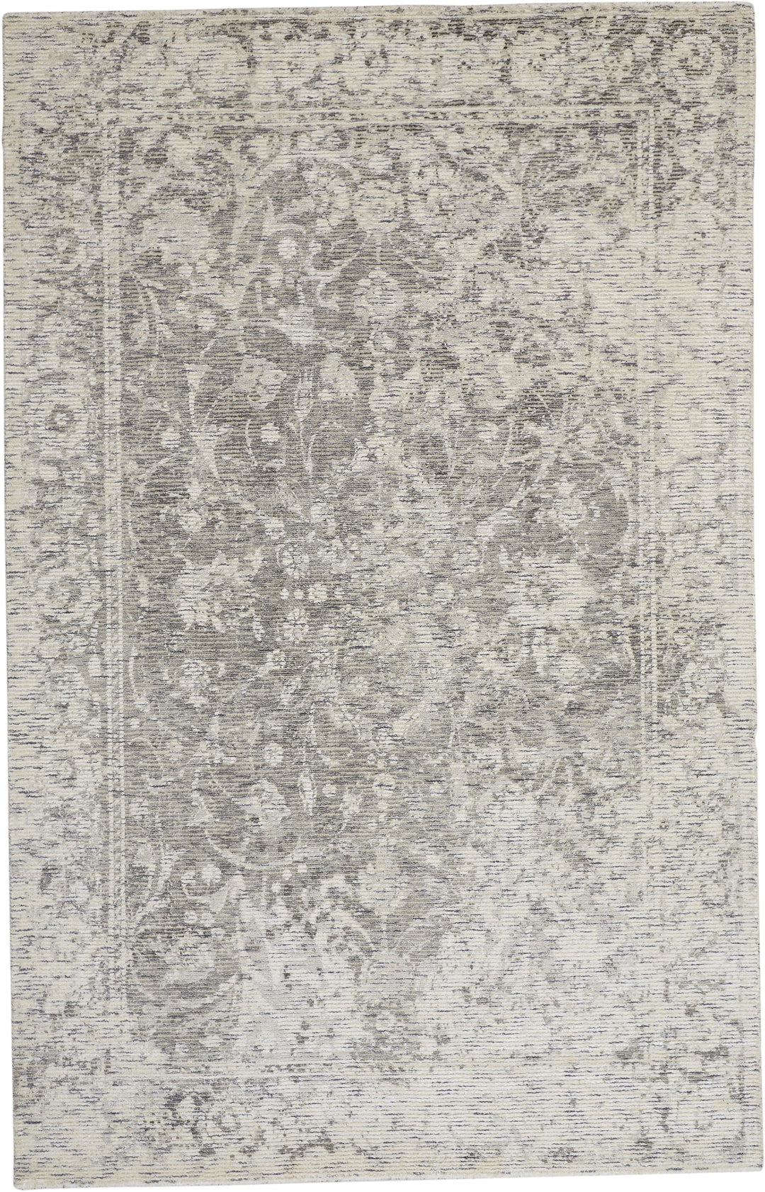 Feizy Feizy Reagan Distressed Ornamental Wool Rug - Ivory & Gray - Available in 5 Sizes 5' x 8' 7408685FGRY000E10