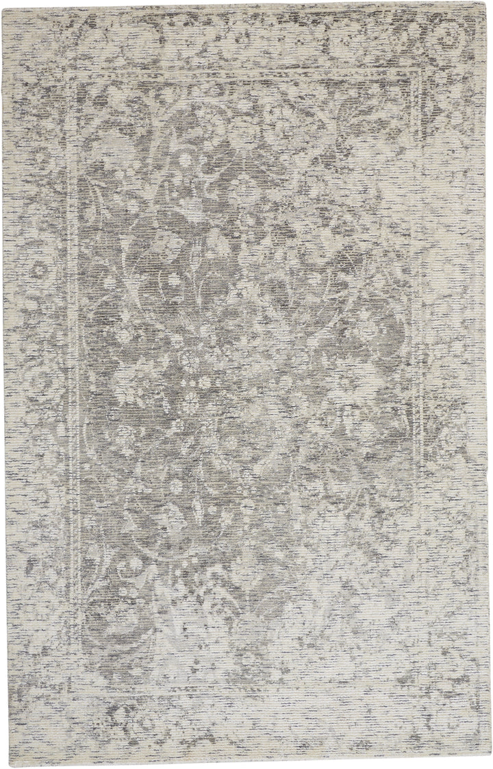Feizy Feizy Reagan Distressed Ornamental Wool Rug - Ivory & Gray - Available in 5 Sizes 5' x 8' 7408685FGRY000E10