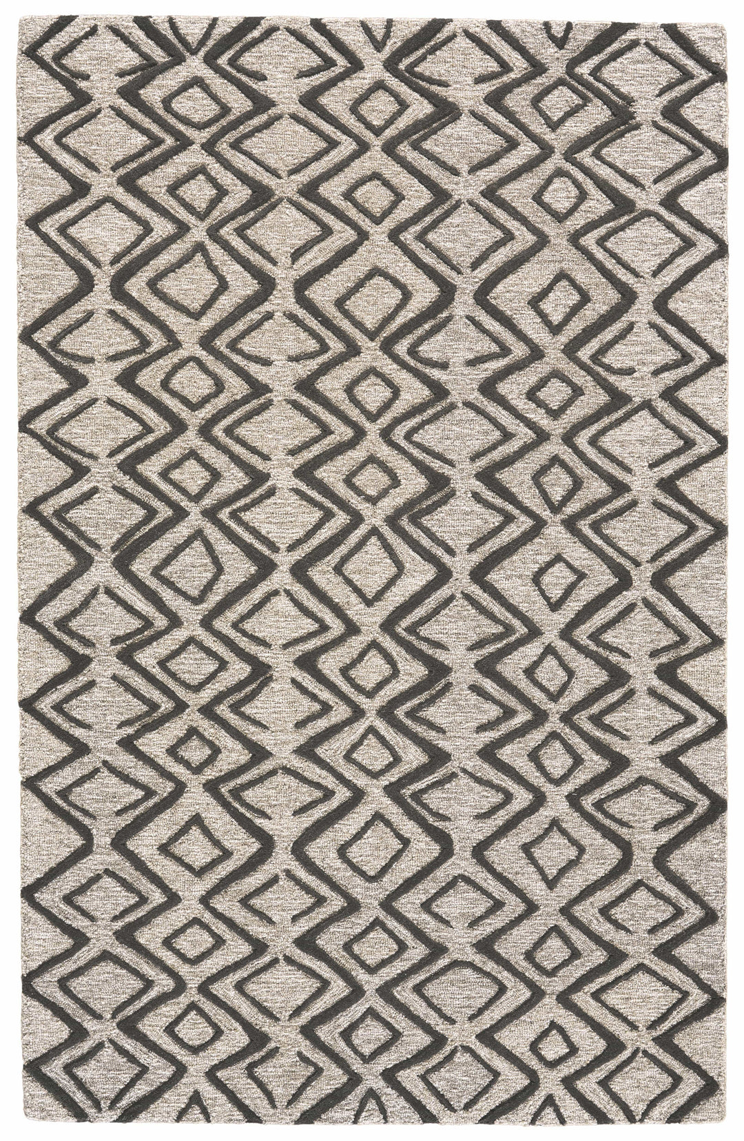 Feizy Feizy Enzo Handmade Minimalist Wool Diamonds Rug - Warm Taupe & Black - Available in 6 Sizes 3'-6" x 5'-6" 7428733FCHLTPEC50