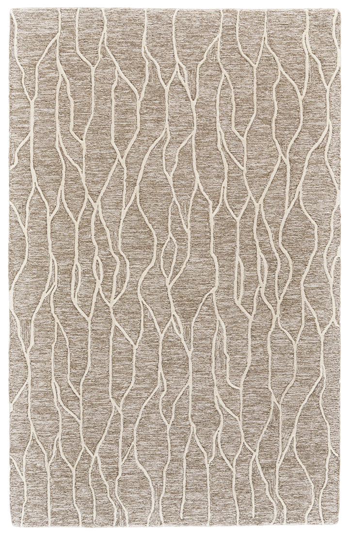 Feizy Feizy Enzo Handmade Minimalist Wool Rug - Warm Taupe & Ivory - Available in 6 Sizes 3'-6" x 5'-6" 7428734FIVYGRYC50