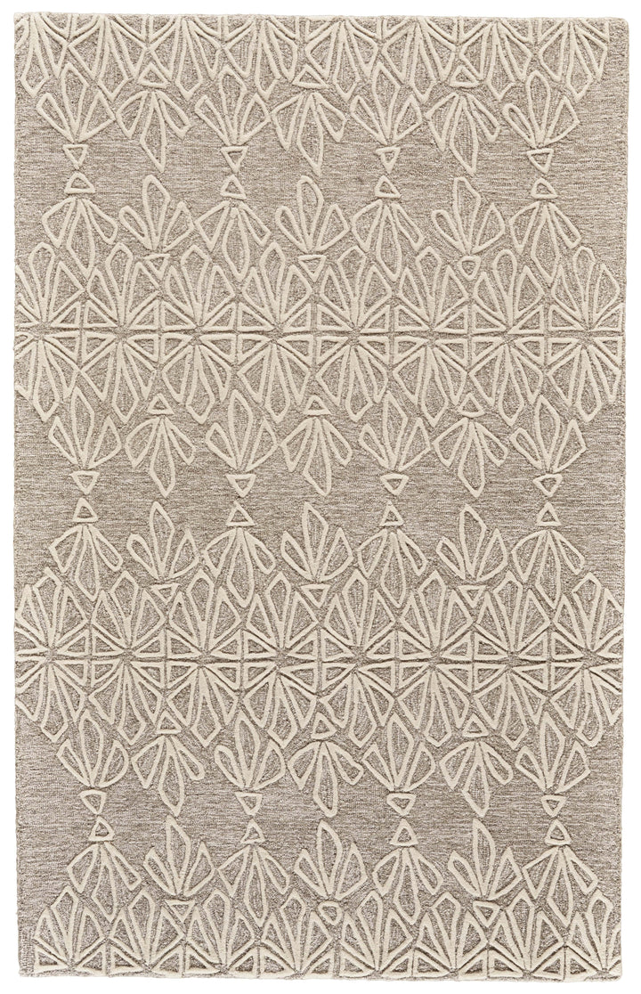 Feizy Feizy Enzo Handmade Minimalist Wool Patterned Rug - Warm Taupe & Ivory - Available in 6 Sizes 3'-6" x 5'-6" 7428735FIVYTPEC50