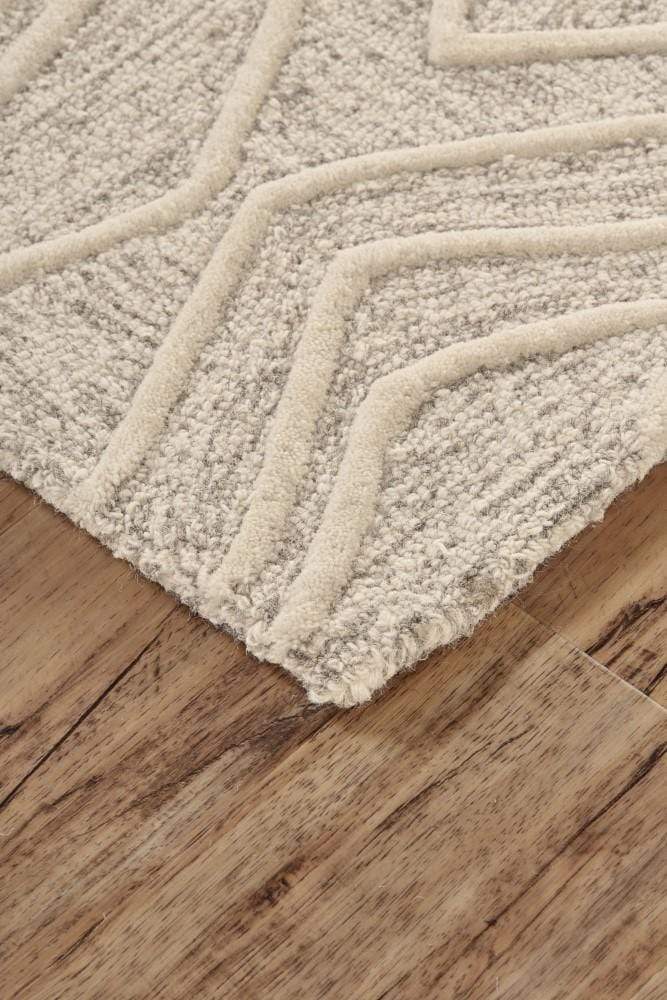 Feizy Feizy Enzo Handmade Minimalist Wool Rug - Ivory & Natural Tan - Available in 6 Sizes