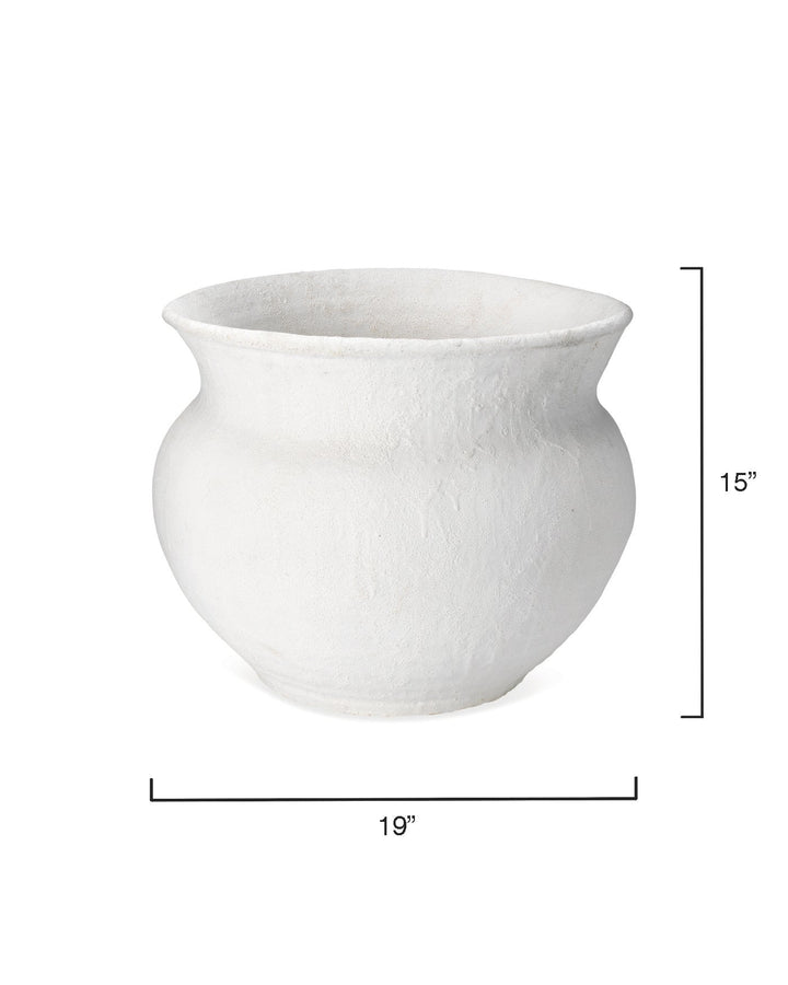 Jamie Young Jamie Young Ashen Cauldron Ceramic Pot - Textured Matte White 7ASHE-CAWH