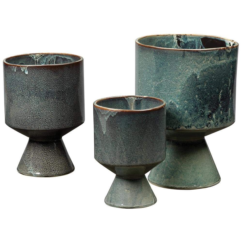 Jamie Young Jamie Young Berkeley Pots in Blue Ceramic - Set Of 3 7BERK-POBL