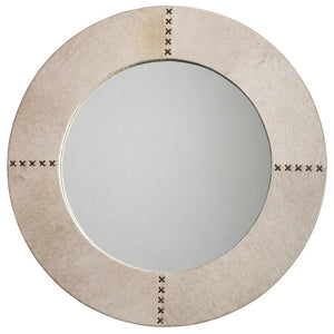Jamie Young Jamie Young Round Cross Stitch Mirror in White Hide 7CROS-LGWH