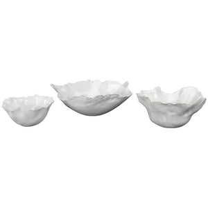 Jamie Young Jamie Young Fleur Ceramic Bowls in White Ceramic - Set Of 3 7FLEU-BOWH