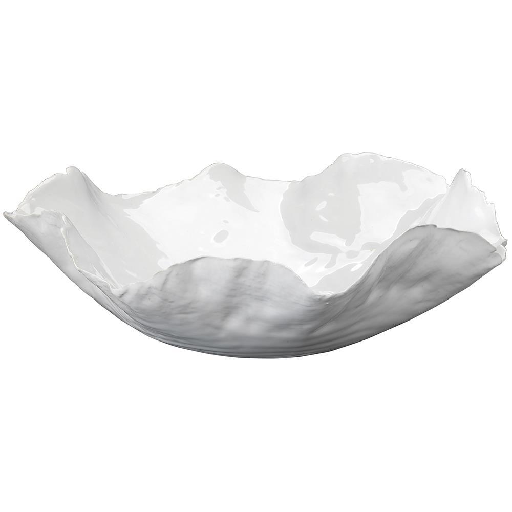 Jamie Young Jamie Young Large Peony Bowl in White Ceramic 7PEON-LGWH
