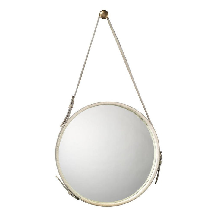 Jamie Young Jamie Young Large Round Mirror in White Hide 7ROUN-LGWH