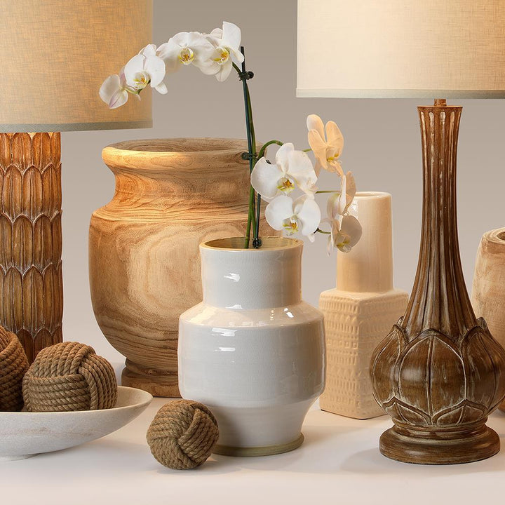 Jamie Young Jamie Young Solstice Ceramic Vase in White and Natural Ceramic 7SOLS-VAWH