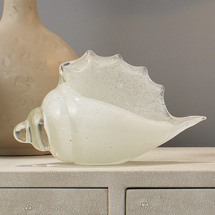 Triton Shell in White Blown Glass