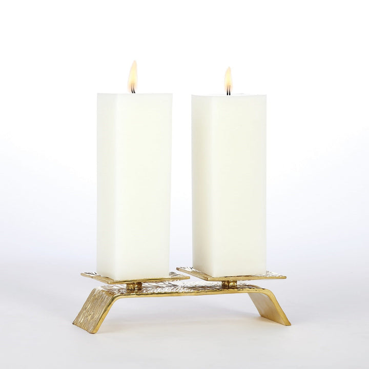 Global Views Double Torch Candle Holder - Brass