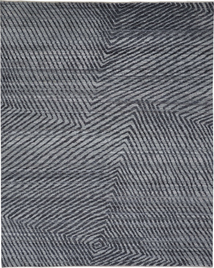 Feizy Feizy Vivien Premium Hand Knot Wool Stripes Rug - Graphite Gray & Denim - Available in 5 Sizes 5' x 8' 8046555FGRY000E10