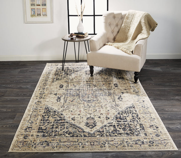Feizy Grayson Persian Style Kilim Rug - Charcoal & Beige - Available in 5 Sizes