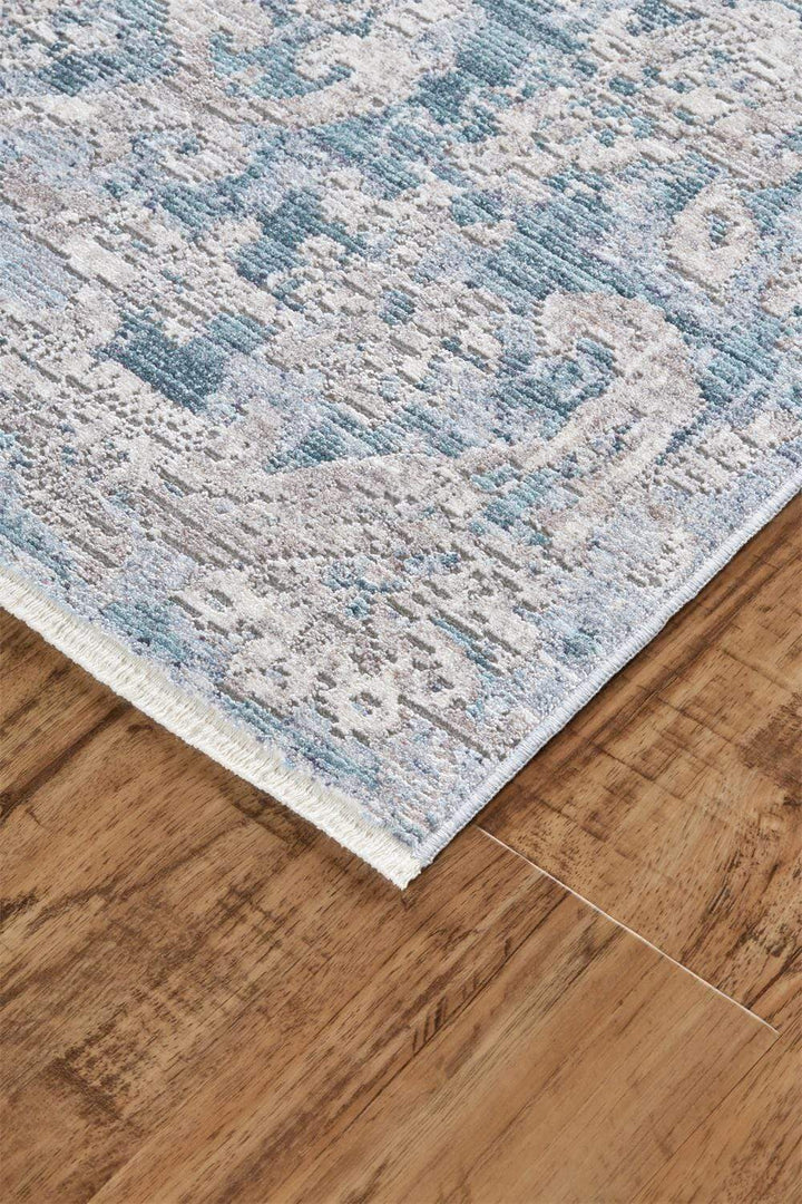 Feizy Feizy Cecily Luxury Distressed Ornamental Rug - Gray & Teal Blue - Available in 7 Sizes