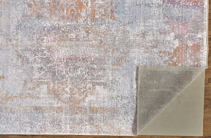 Feizy Cecily Luxury Distressed Medallion Rug - Golden Pink & Blue 10' x 14' 8573586FDAW000H00