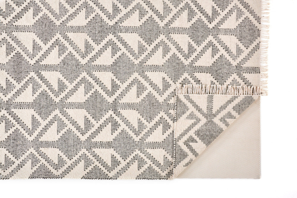 Feizy Savona Bohemian Geometric Flatweave Rug - Dark Gray & Ivory - Available in 5 Sizes