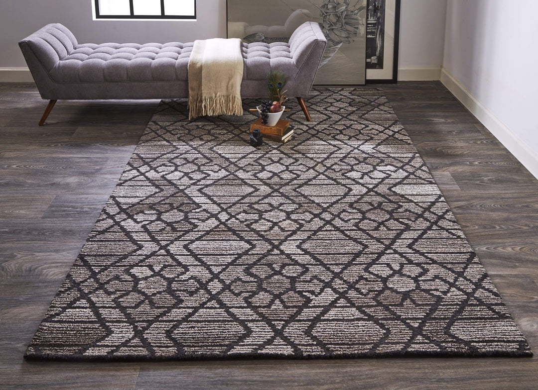 Feizy Feizy Asher Lustrous Tufted Wool Rug - Light Gray & Black - Available in 9 Sizes