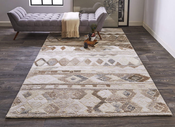 Feizy Feizy Asher Lustrous Tufted Wool Rug - Cream & Brown - Available in 9 Sizes