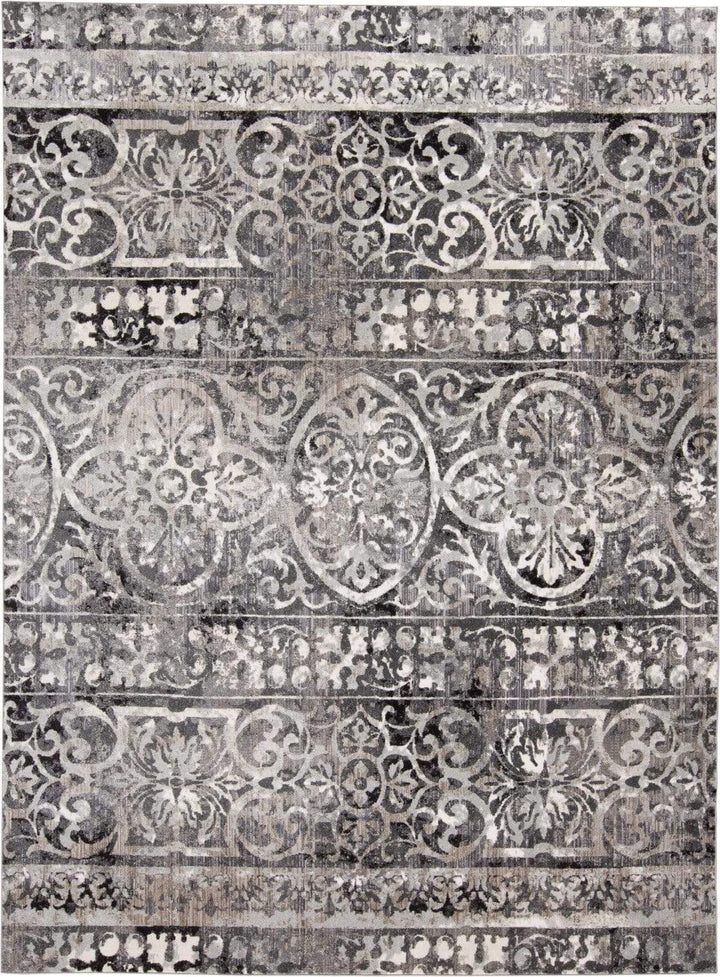 Feizy Feizy Kano Distressed Geometric Floral Rug - Charcoal Gray - Available in 8 Sizes 2'-2" x 3' 8643871FCHLIVYA08