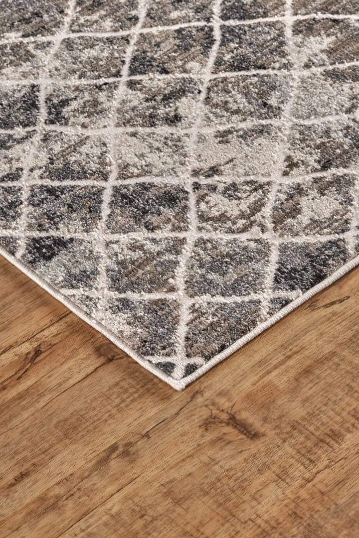 Feizy Feizy Kano Distressed Diamonds Rug - Charcoal & Beige - Available in 8 Sizes