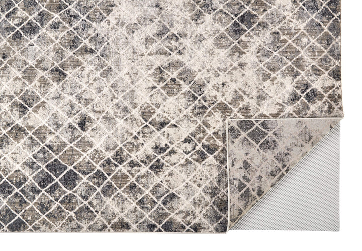 Feizy Feizy Kano Distressed Diamonds Rug - Charcoal & Beige - Available in 8 Sizes