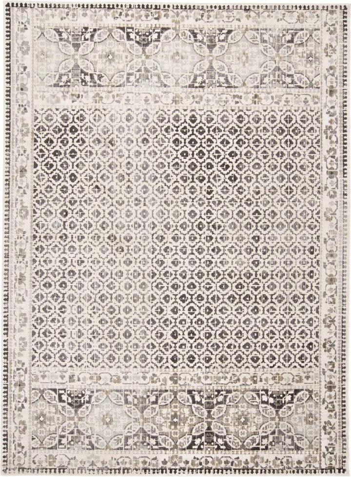 Feizy Feizy Kano Distressed Geometric Floral Rug - Gray & Ivory - Available in 8 Sizes 2'-2" x 3' 8643874FGRYIVYA08