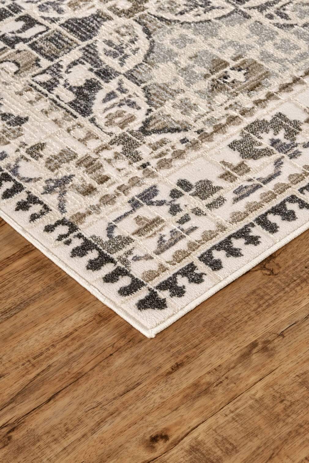 Feizy Feizy Kano Distressed Geometric Floral Rug - Gray & Ivory - Available in 8 Sizes