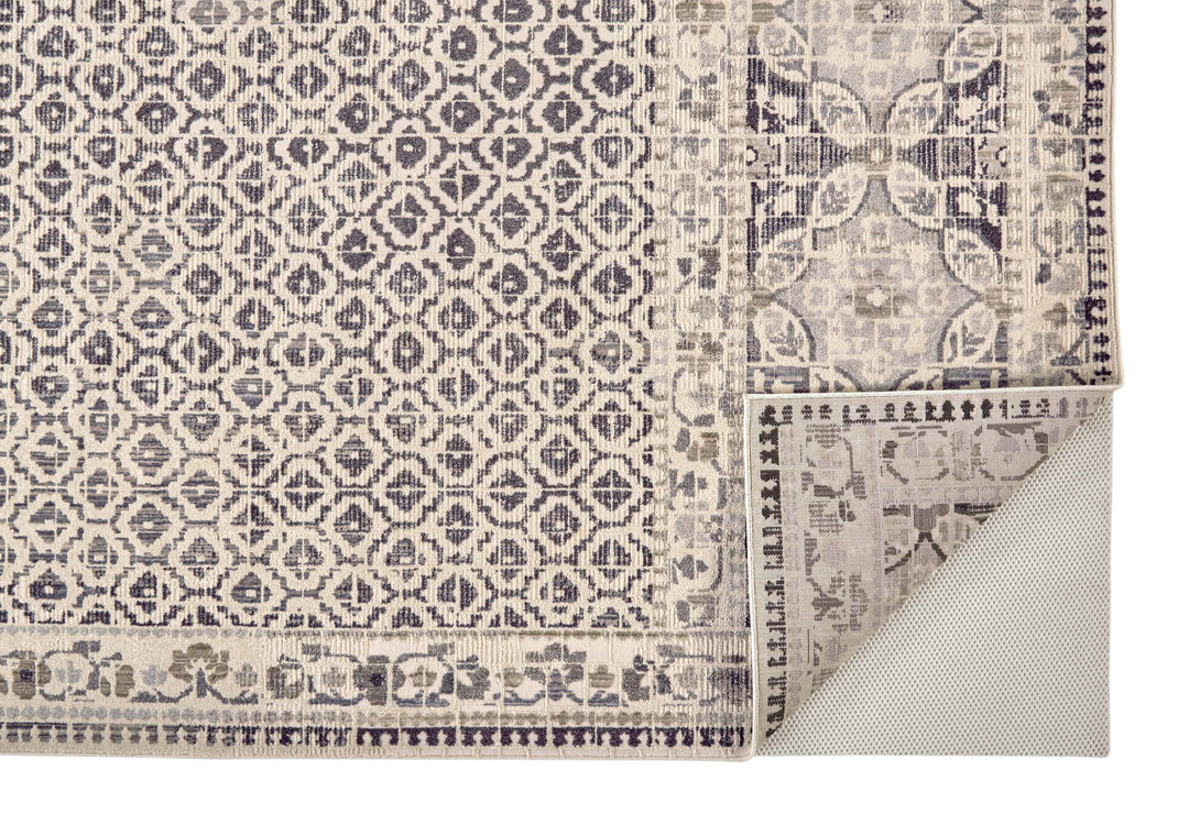 Feizy Feizy Kano Distressed Geometric Floral Rug - Gray & Ivory - Available in 8 Sizes