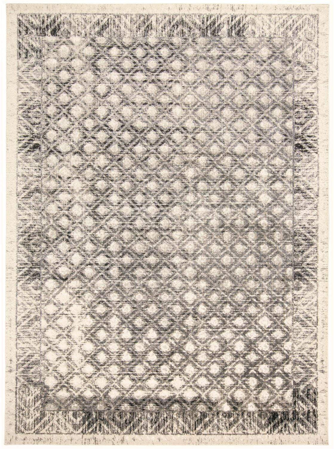 Feizy Feizy Kano Distressed Ornamental Diamonds Rug - Gray & Ivory - Available in 8 Sizes 2'-2" x 3' 8643875FGRYCHLA08