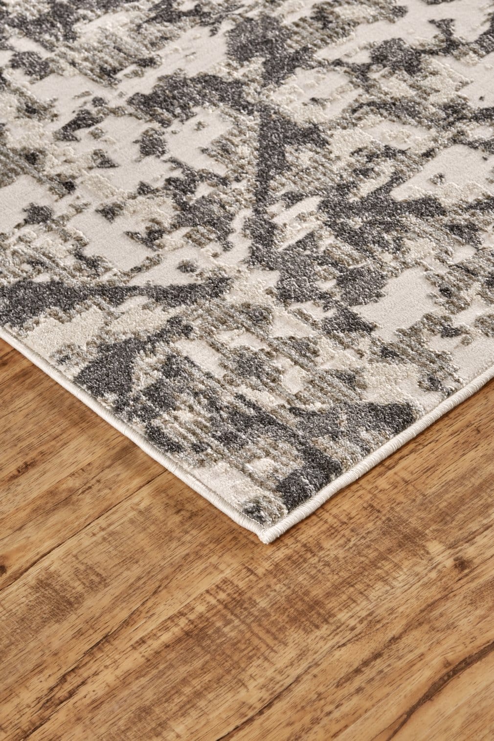 Feizy Kano Distressed Medallion Diamond Rug - Ivory & Gray - Available in 8 Sizes