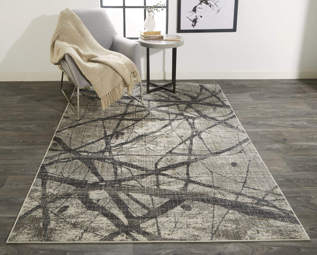 Feizy Feizy Kano Modern Abstract Rug - Warm Gray & Charcoal - Available in 8 Sizes