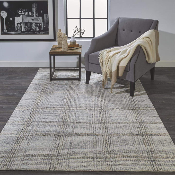 Feizy Feizy Belfort Modern Minimalist Abstract Plaid Rug - Gray - Available in 4 Sizes