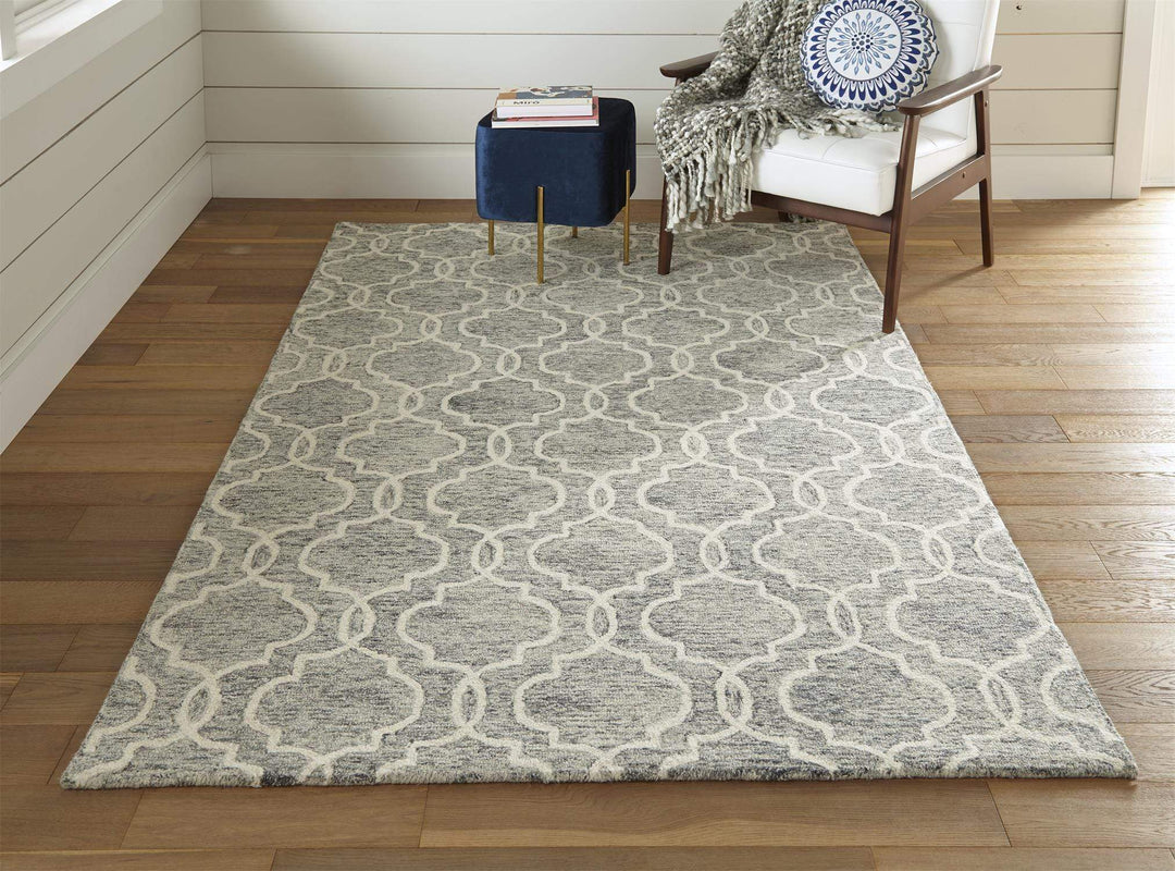 Feizy Feizy Belfort Modern Minimalist Trellis Pattern Rug - Gray & Ivory - Available in 4 Sizes