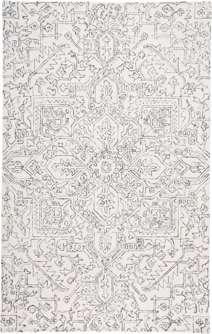 Feizy Feizy Belfort Modern Medallion Rug - Ivory & Charcoal - Available in 4 Sizes 5' x 8' 8698778FIVYCHLE10