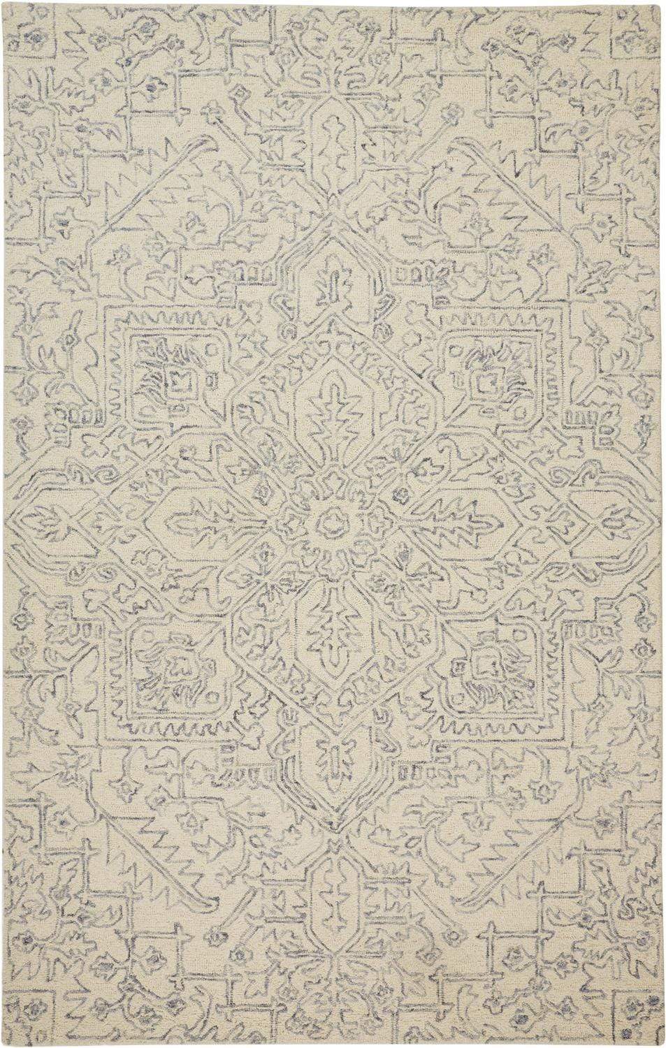 Feizy Feizy Belfort Modern Minimalist Floral Geometric Rug - Gray & Ivory - Available in 4 Sizes 5' x 8' 8698831FGRYIVYE10
