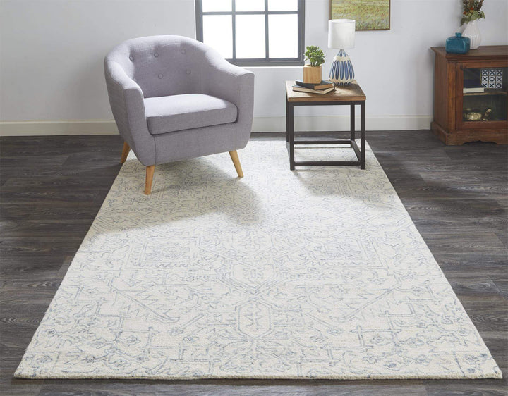Feizy Feizy Belfort Modern Minimalist Floral Geometric Rug - Gray & Ivory - Available in 4 Sizes