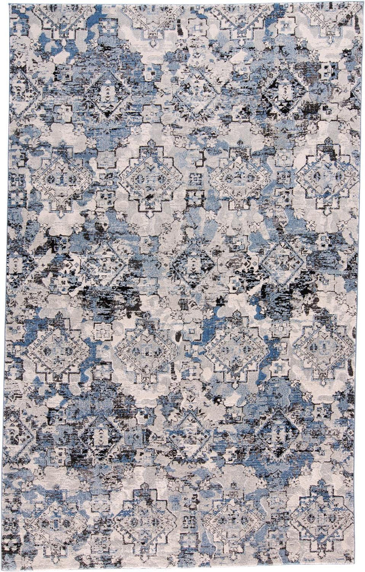 Feizy Ainsley Modern Tribal Geometric Rug - Glacier Blue & Black - Available in 7 Sizes