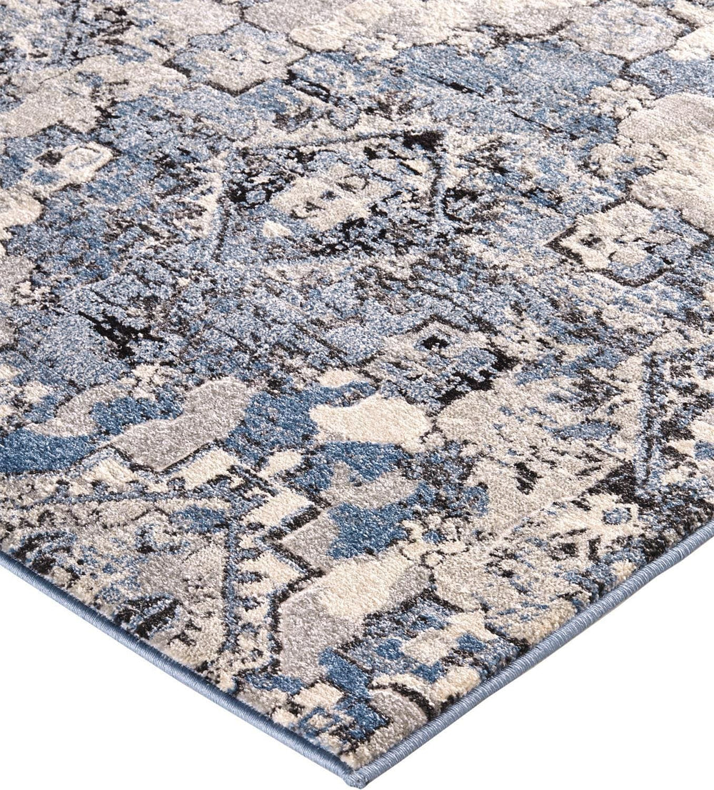 Feizy Ainsley Modern Tribal Geometric Rug - Glacier Blue & Black - Available in 7 Sizes